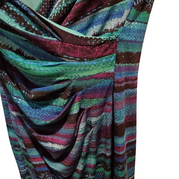 Black Label by Evan Picone Stretch Tummy Rouching Faux Wrap Dress Women's 6 - Picture 6 of 7